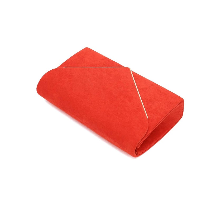 CHARMING TAILOR Faux Suede Clutch Bag Elegant Metal Binding Evening Purse for Wedding/Prom/Black-Tie Events (Burnt Orange) - Image 5